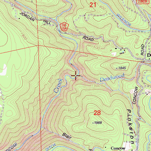 Topographic Map of Deadwood Creek, CA