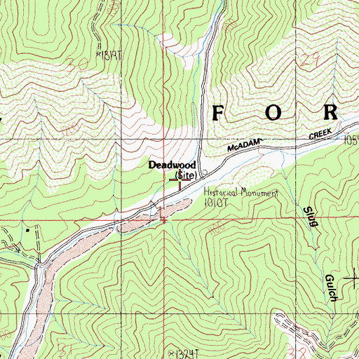 Topographic Map of Deadwood Creek, CA