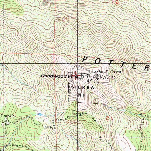 Topographic Map of Deadwood Peak, CA
