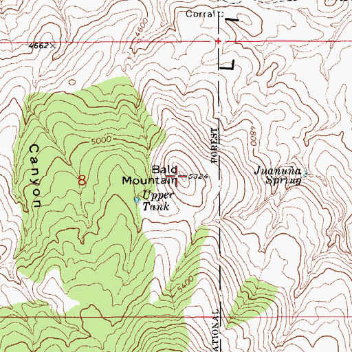 Topographic Map of Bald Mountain, AZ