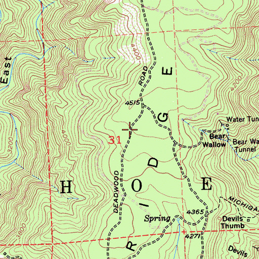 Topographic Map of Deadwood Ridge, CA