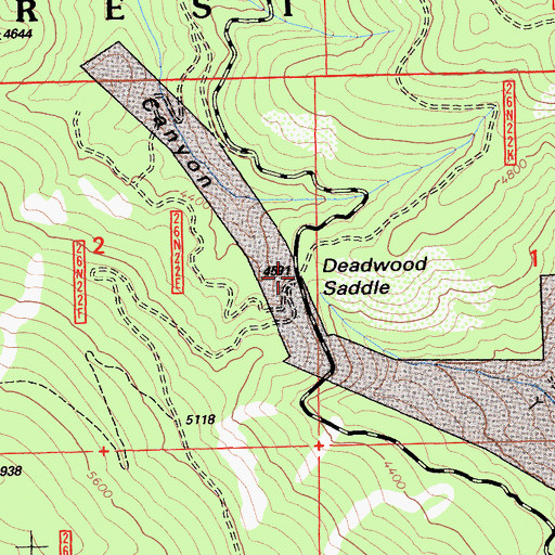 Topographic Map of Deadwood Saddle, CA