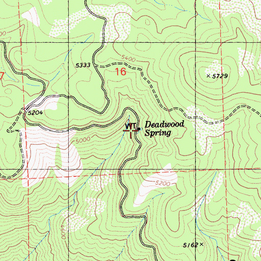 Topographic Map of Deadwood Spring, CA
