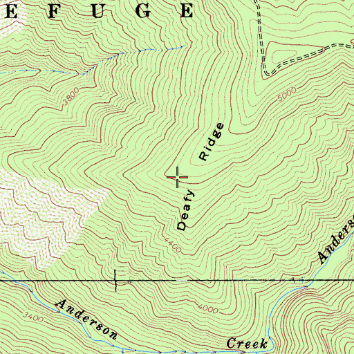 Topographic Map of Deafy Ridge, CA