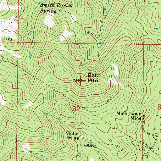 Topographic Map of Bald Mountain, AZ