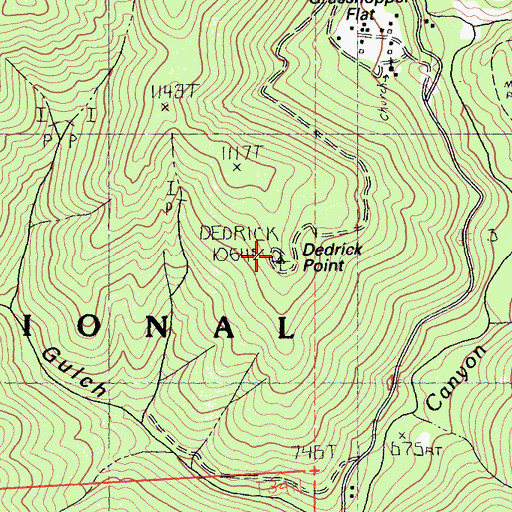 Topographic Map of Dedrick Lookout, CA