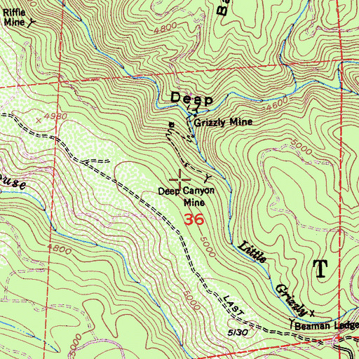 Topographic Map of Deep Canyon Mine, CA