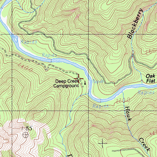 Topographic Map of Deep Creek Campground, CA