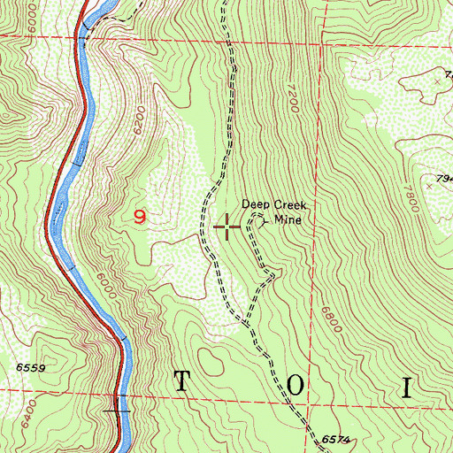 Topographic Map of Deep Creek Mine, CA