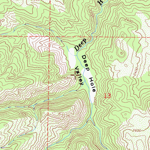 Topographic Map of Deep Hole Valley, CA