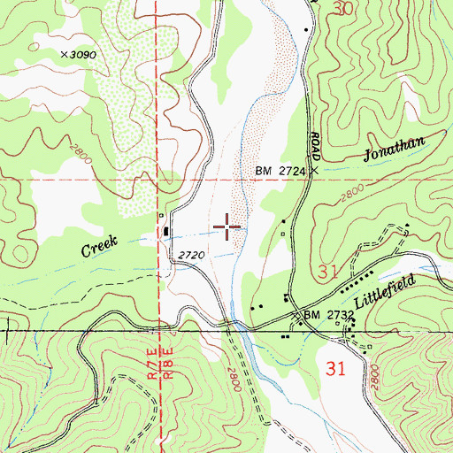 Topographic Map of Deep Hollow Creek, CA
