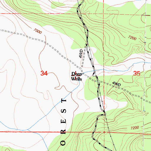 Topographic Map of Deep Wells, CA