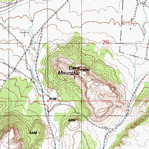 Topographic Map of Cave Mountain, AZ