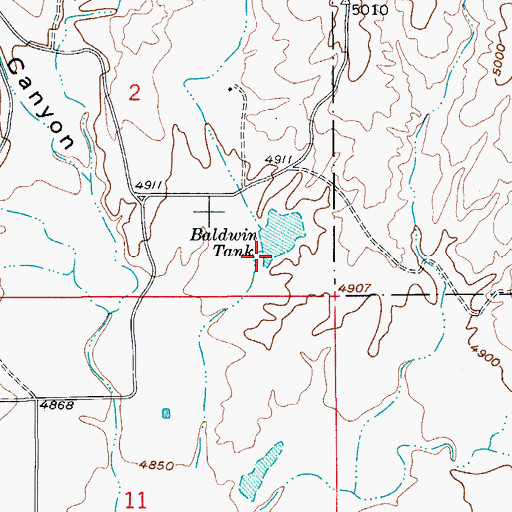 Topographic Map of Baldwin Tank, AZ