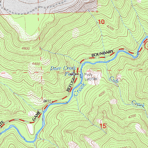 Topographic Map of Deer Creek Falls, CA