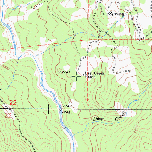 Topographic Map of Deer Creek Ranch, CA