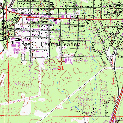 Topographic Map of Deer Creek Elementary School, CA