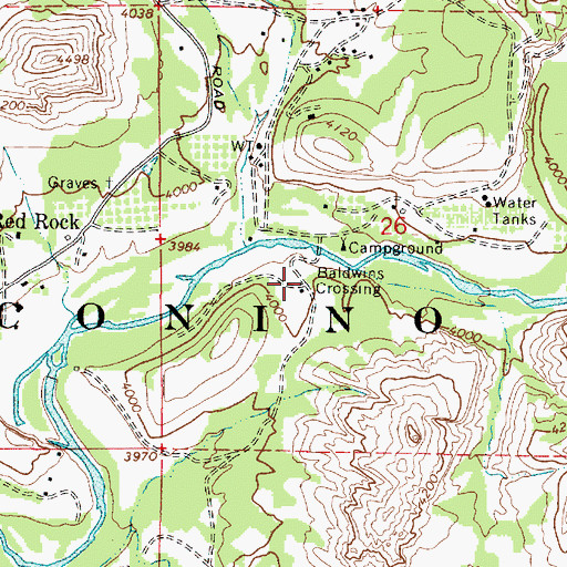 Topographic Map of Baldwins Crossing, AZ