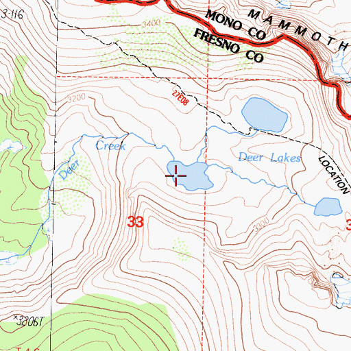 Topographic Map of Deer Lakes, CA