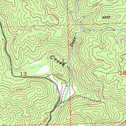 Topographic Map of Deer Lick Creek, CA