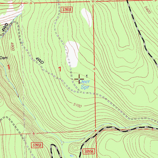 Topographic Map of Deer Spring, CA