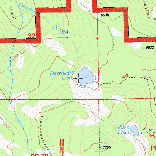 Topographic Map of Deerheart Lake, CA