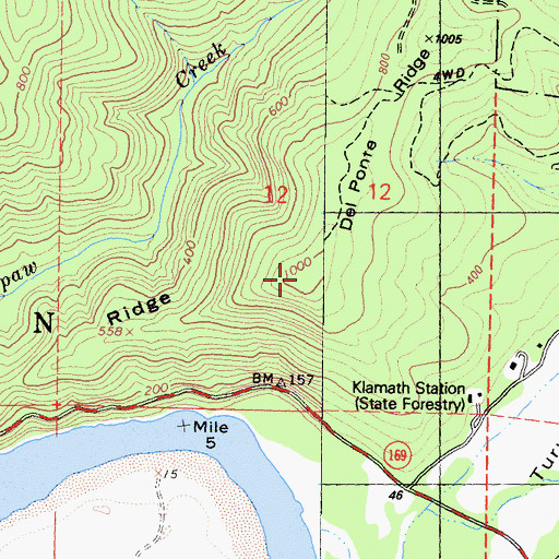 Topographic Map of Del Ponte Ridge, CA