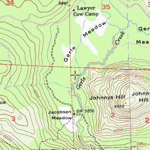 Topographic Map of Dellar Creek, CA