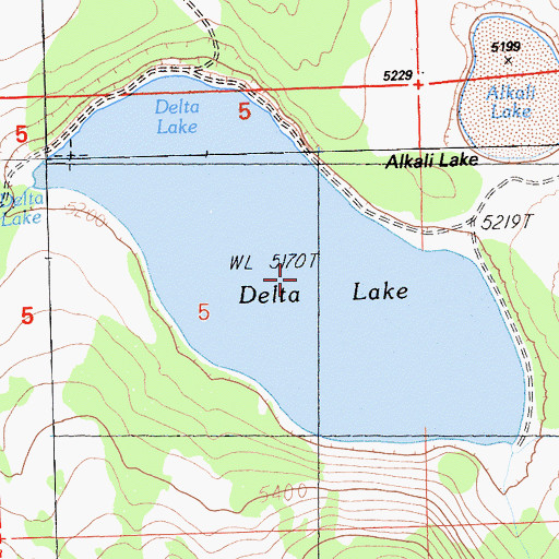 Topographic Map of Delta Lake, CA