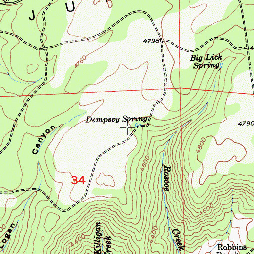 Topographic Map of Dempsey Spring, CA