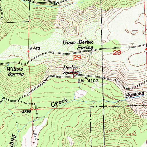 Topographic Map of Derbec Spring, CA