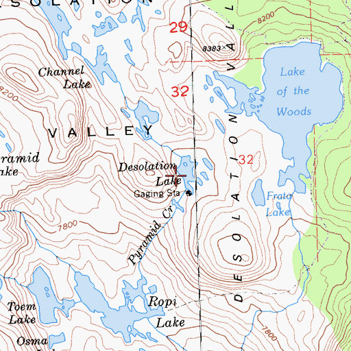 Topographic Map of Desolation Lake, CA