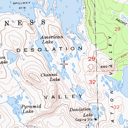 Topographic Map of Desolation Valley, CA