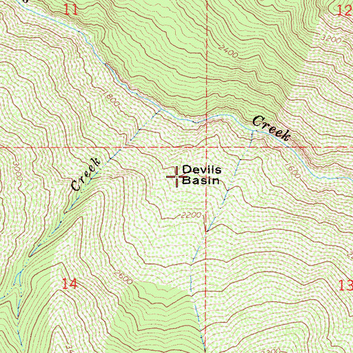 Topographic Map of Devils Basin, CA