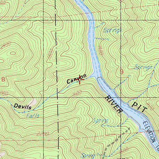 Topographic Map of Devils Canyon, CA