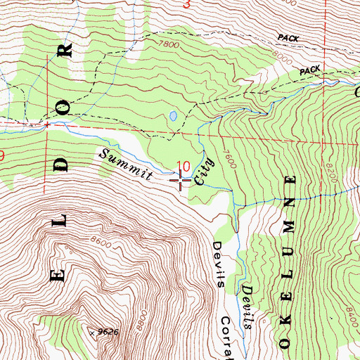 Topographic Map of Devils Creek, CA