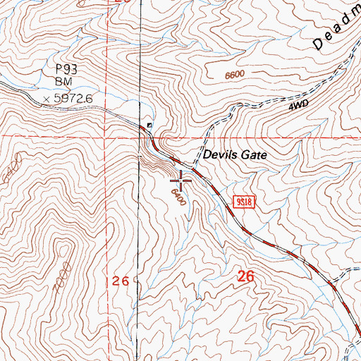 Topographic Map of Devils Gate, CA