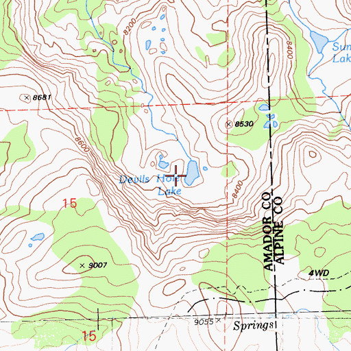 Topographic Map of Devils Hole Lake, CA