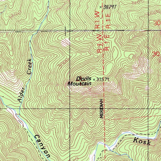 Topographic Map of Devils Mountain, CA