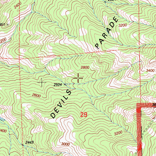 Topographic Map of Devils Parade Ground, CA