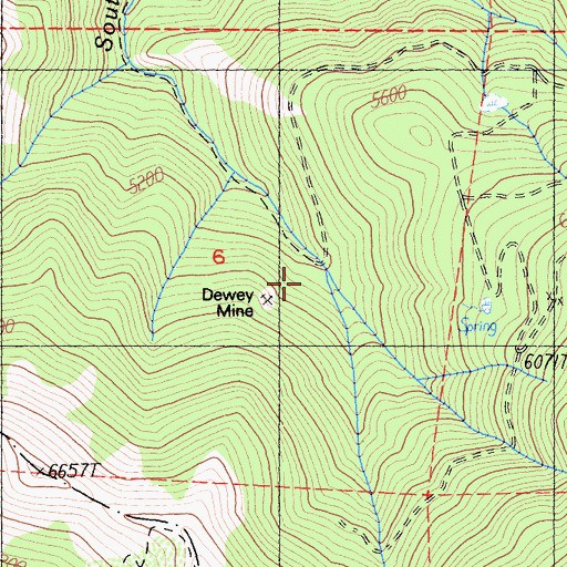 Topographic Map of Dewey Mine, CA