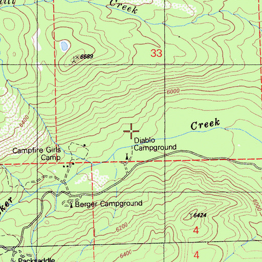 Topographic Map of Diablo Campground, CA