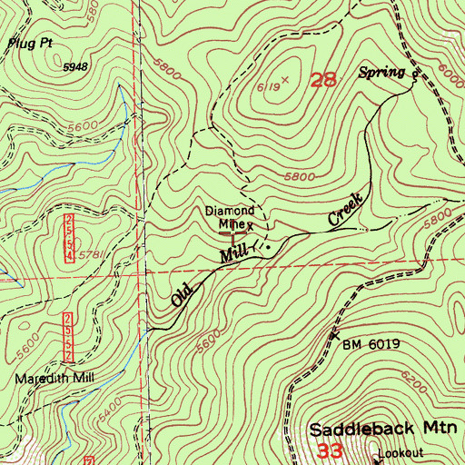 Topographic Map of Diamond Mine, CA