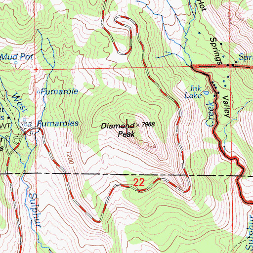 Topographic Map of Diamond Peak, CA