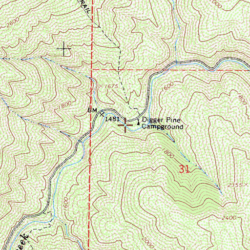Topographic Map of Digger Pine Campground, CA