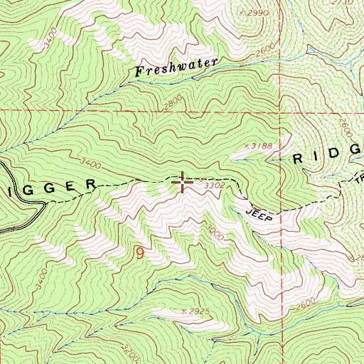 Topographic Map of Digger Ridge, CA