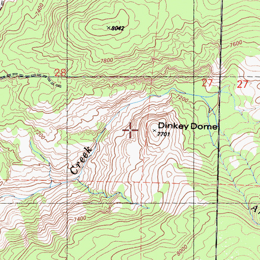 Topographic Map of Dinkey Dome, CA