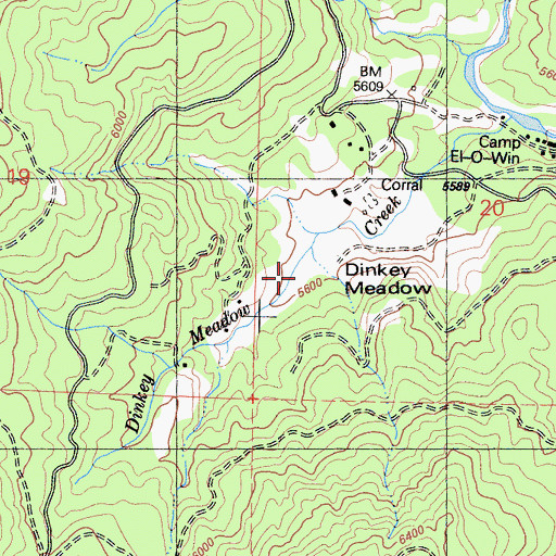 Topographic Map of Dinkey Meadow, CA