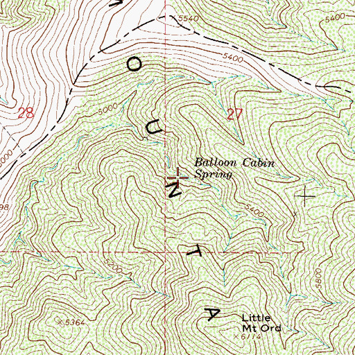 Topographic Map of Balloon Cabin Spring, AZ