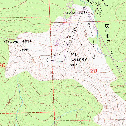 Topographic Map of Mount Disney, CA
